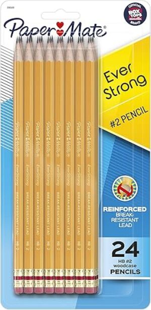 Paper Mate EverStrong #2 Pencils, Break-Resistant Lead, 24-Pack