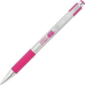 Zebra Pen F-301 Ballpoint Pen, Stainless Steel, Pink Accents
