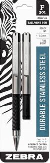 Zebra Pen F-301 Compact Retractable Ballpoint Pen, 2-Pack