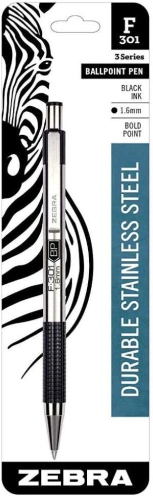 Zebra Pen F-301 Retractable Ballpoint Pen, Black