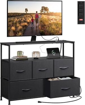 WLIVE Fabric Dresser TV Stand With Storage