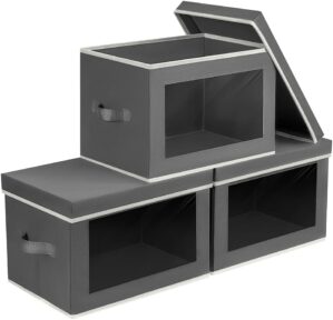 Homsorout Fabric Storage Boxes With Lids, Grey