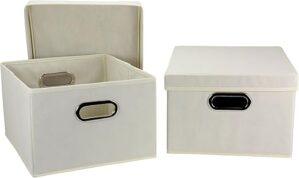 Household Essentials Fabric Storage Boxes With Lids & Handles