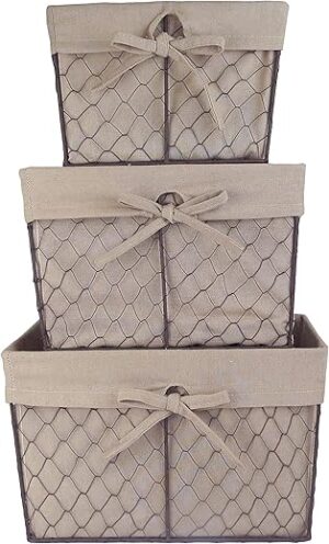 DII Farmhouse Chicken Wire Storage Baskets Set