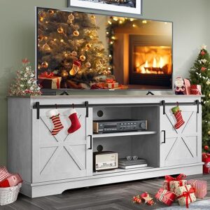 YITAHOME Farmhouse TV Stand With Sliding Barn Door