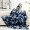 Cozy Bliss Faux Fur Throw Blanket, Tie-dye Blue