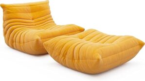 OTDMEL Fireside Chair With Ottoman Soft Suede