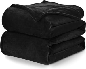 CozyLux Fleece Blanket Throw Black - 300GSM