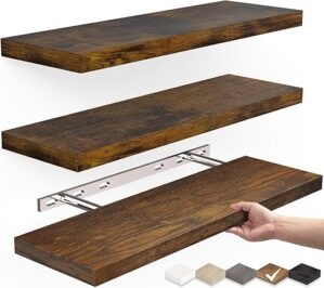 BAYKA Floating Wood Shelves - Wall Mounted