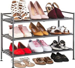 Seville Classics Freestanding 3-Tier Metal Shoe Rack