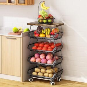 SAYZH Fruit Basket Kitchen Pantry Organizers - Black