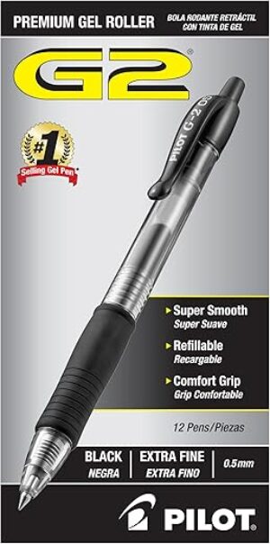 Pilot G2 Premium Gel Roller Pens, Black