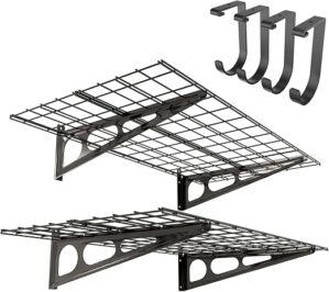 FLEXIMOUNTS Garage Shelving With Hooks, Black