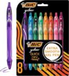 BIC Gelocity Quick Dry Assorted Colors Gel Pens, 8-Count