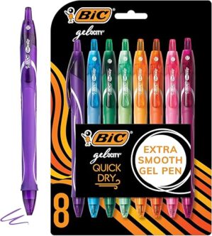 BIC Gelocity Quick Dry Assorted Colors Gel Pens, 8-Count