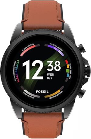 Fossil Gen 6 44mm Stainless Steel Leather Smart Watch FTW4062V