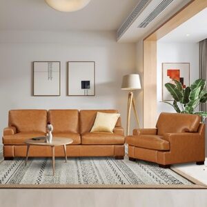 Naomi Home Genuine Leather Accent Chair - Tan