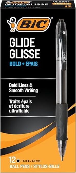 BIC Glide Bold Black Ballpoint Pens, 1.6mm