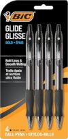 BIC Glide Bold Retractable Ball Point Pen, 4-Count