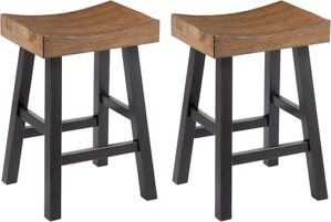 Signature Design by Ashley Glosco Farmhouse Counter Height Saddle Barstool, Set Of 2