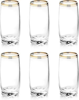 Zanzer Gold Glass Highball Cup Set (6-Piece)