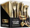 Tepco Settings Gold Plastic Silverware Set – 200 Pieces