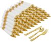 Zulzzy Gold Wrapped Disposable Cutlery Set, 50 Pieces