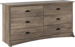 Prepac Gray Double Dresser, 6-Drawer, DDC-6330-V