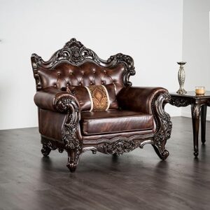 Furniture of America Grondli Faux Leather Accent Chair, 53-inch