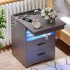 FREDEES Gun Drawer Nightstand With Charging Ports