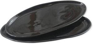roro Handmade Ceramic Glossy Black Oval Plate