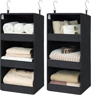 GRANNY SAYS Hanging Closet Shelf, 3-Shelf Organizer, Black