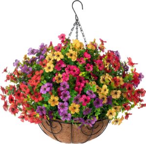 HyeFlora Hanging Faux Plants Basket For Decoration