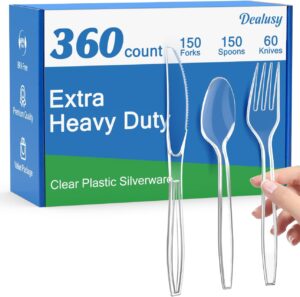 Dealusy Heavy Duty Clear Plastic Silverware Set