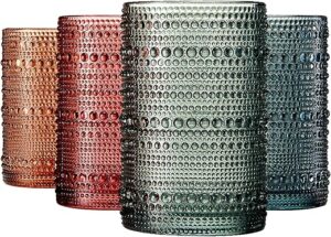 Khen Hobnail Beaded Highball Glasses Set