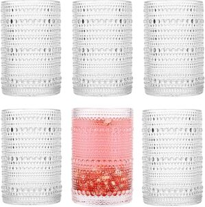 Dingerjar Hobnail Vintage Embossed Drinking Glasses Set