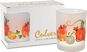 Culver Holiday Decorated Old Fashioned Glasses, 13.5-Ounce