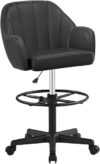VECELO Home Office Desk Chair, Adjustable Ergonomic Stool, Black