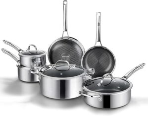 SNOWCLAD Hybrid Stainless Steel Cookware Set, 10 Pcs