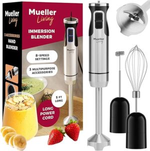 Mueller Immersion Blender Handheld – 8 Speed Stainless