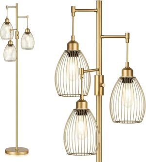 Torondo Industrial Gold Tree Floor Lamp, 800 Lumens