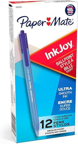 Paper Mate InkJoy 100RT Blue Ballpoint Pens, Box Of 12