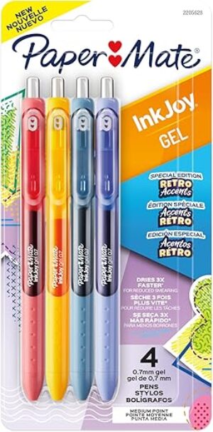 Paper Mate InkJoy Gel Pens, Retro Colors, 4 Count