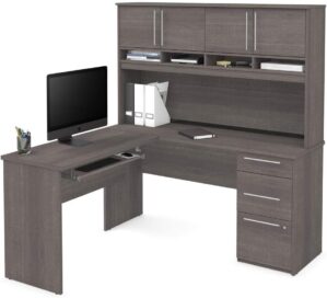 Bestar Innova L-Shaped Desk With Hutch, 60W
