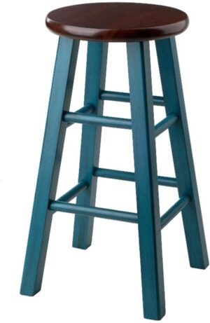 Winsome Ivy Stool Rustic Teal/Walnut 13.4x24.2