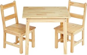 Amazon Basics Kids Solid Wood Table And Chairs Set