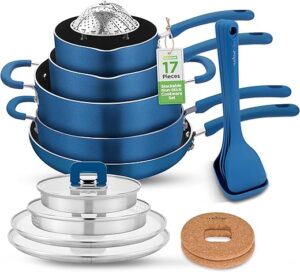 NutriChef Kitchenware Cookware Set, Non-Stick, 17-Piece