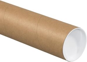 Aviditi Kraft Mailing Tubes with Caps, 4″ x 42