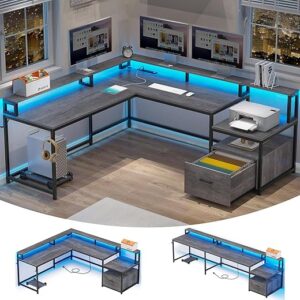 SEDETA L Shaped Office Desk With File Drawer