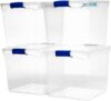 HOMZ Large Clear Plastic Storage Bins, 31 Quart